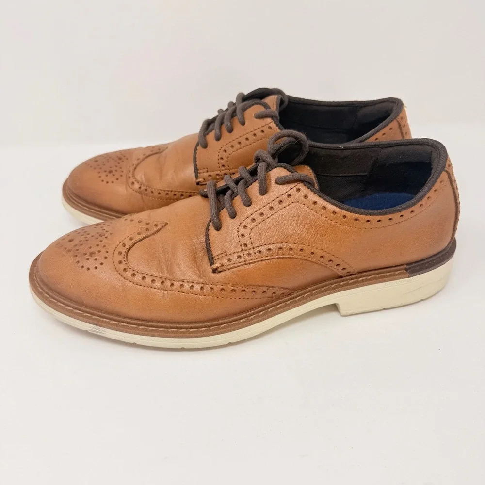 Cole Haan Mens Size 8M GrandSeries Wingtip Oxford British Tan Leather C34120